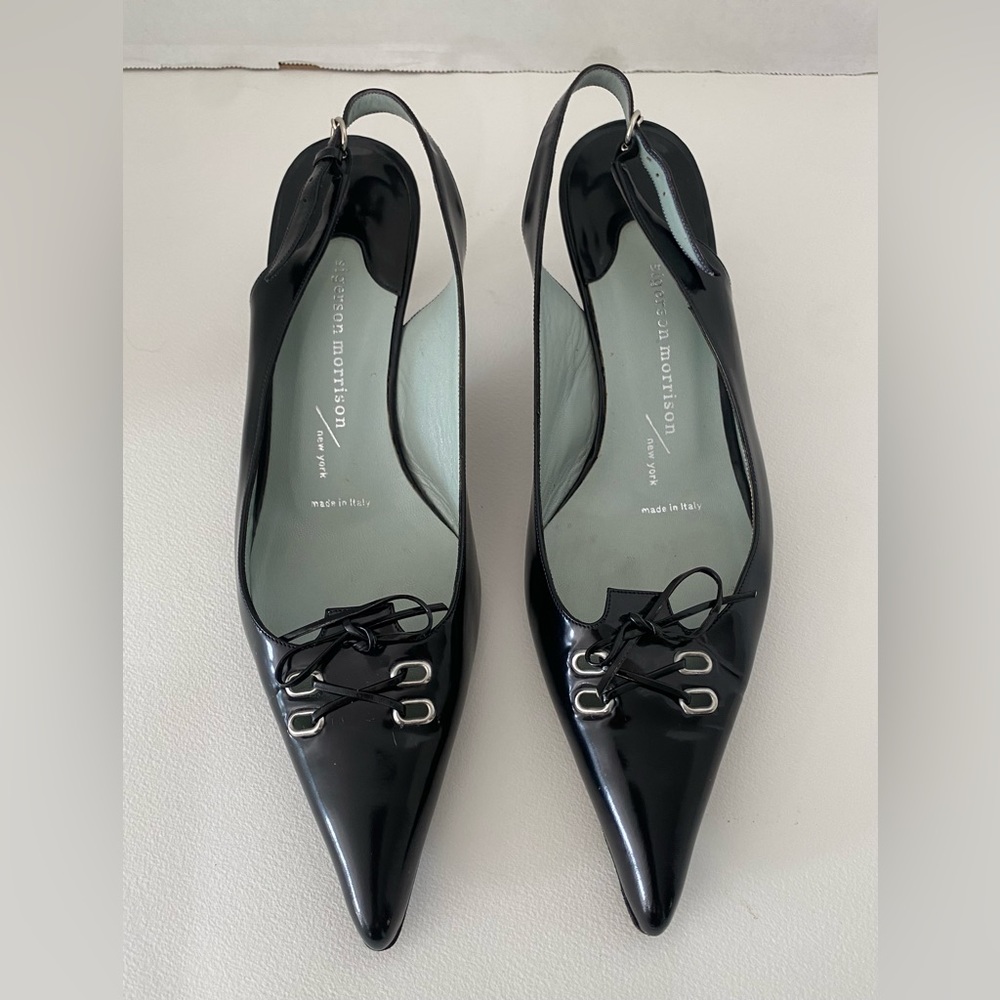 Sigerson Morrison Black Leather Kitten Heels Sz 7.5